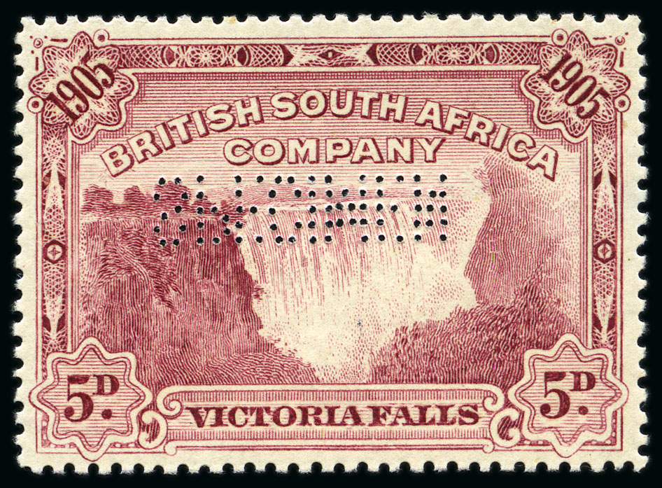 Stamps perforated SPECIMEN - Rhodesia 1905 Opening of Victoria Falls Bridge 5d